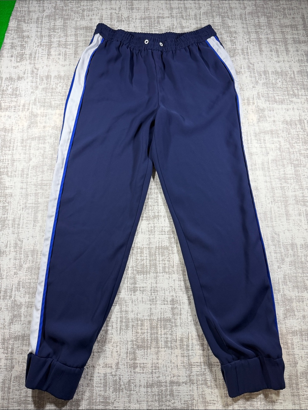 MICHAEL Michael Kors Navy Joggers with White & Blue Side Stripes Size M